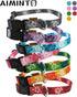 Cute Floral Pattern Dog Collar, Soft Adjustable with Quick Release Buckle (XS, Neck 9-13", Width 3/8", Hawaiian Blue)