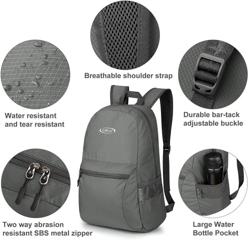 G4Free 20L Lightweight Packable Backpack, Travel Hiking Daypack Foldable for Men Women
