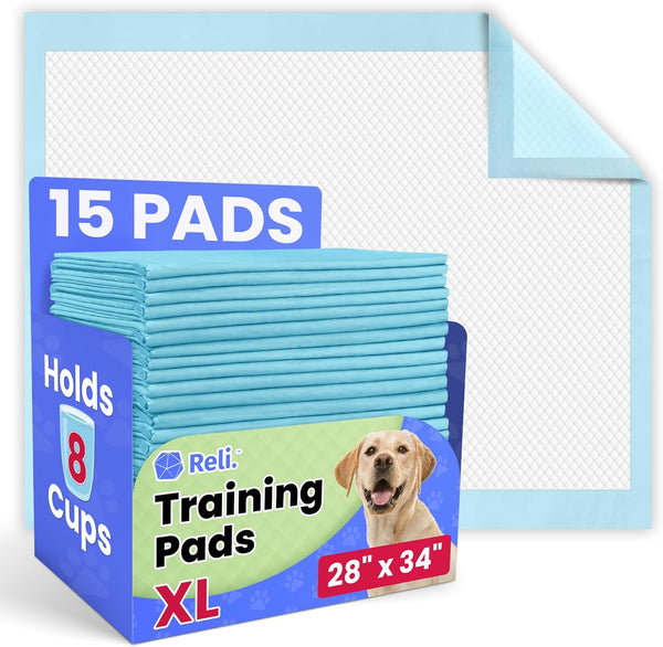 Reli. Leak-Proof Puppy Pads (15 Pack) | Pee Pads for Dogs |