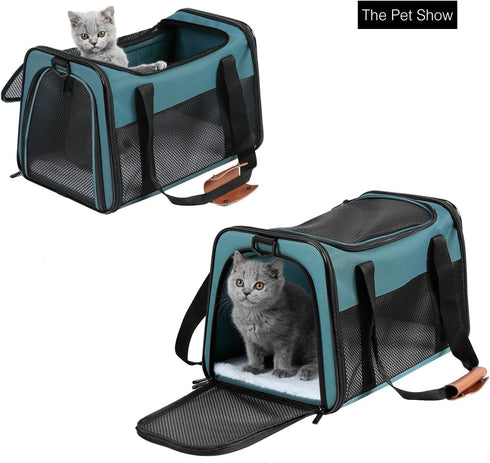 Portable Foldable Cat Carrier, Soft-Sided Pet Bag for Dogs & Cats up to 28 lbs, Airline Approved Travel Carrier