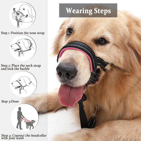 BARKLESS No Pull Dog Head Collar, Soft Padding Halter, Sturdy Halters for Large Medium Small Dogs