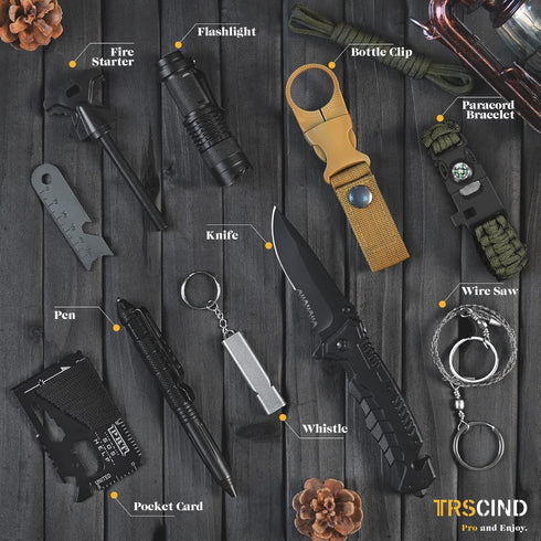 Gifts for Men, Dad, Husband: Christmas Stocking Stuffers, 14 in 1 Survival Kit, Fishing Hunting Camping Accessories