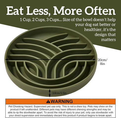 Slow Feeder Dog Bowls(Tree Life, Camo Green) Enrichment Soft Silicone Food Safe Feeding Bowl Non Slip Suction Cup for All Breed Pet, Cat Slow Down Eating Dishes, Boredom and Anxiety Reducer