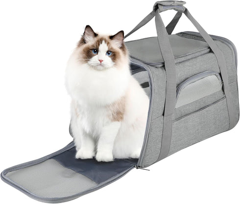 FluffyDream Pet Travel Carrier Soft Sided Portable Bag for Cats, Small Dogs,