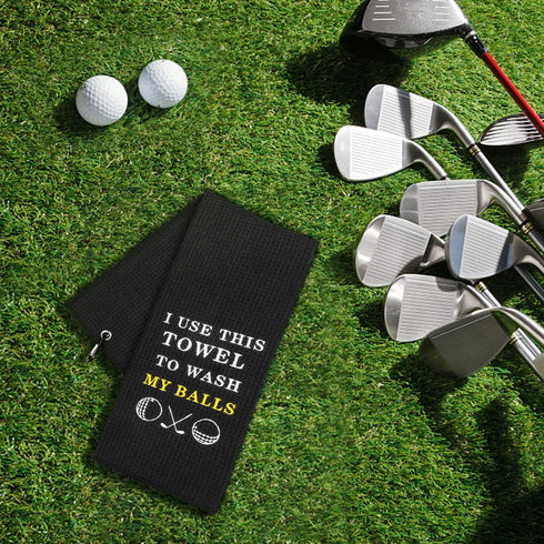 Funny Golf Towel, I Use This Towel to Wash My Balls, Embroidered Golf Gifts for Men with Clip