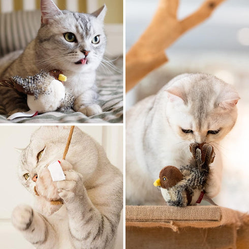 Gigwi Interactive Cat Toys, Animal Sound Bird/Mouse/Bee Interactive Squeaking Toys for Cats