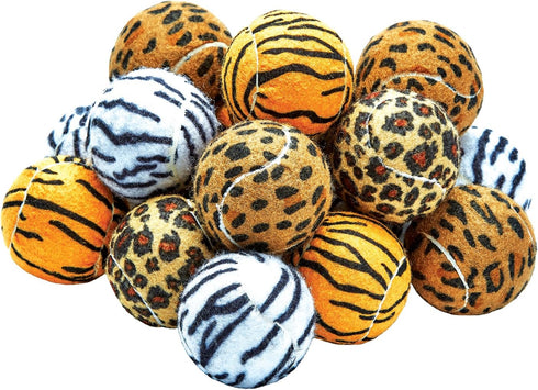 Unique Sports Dog Fetch Squeaker Balls, 18 Pack with Animal Prints