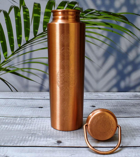 Pure Copper Water Bottles, Seamless Leak Proof Ayurvedic Copper Bottle (1000ml)