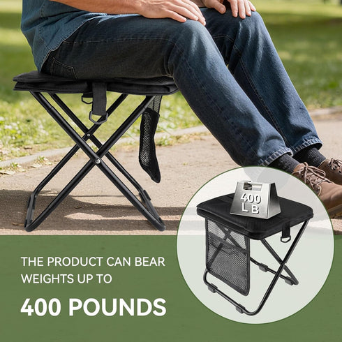 Zghncslong backpack 250 lbs Portable foldable stool, Camping Chair, with dual storage pockets and side pockets Compact