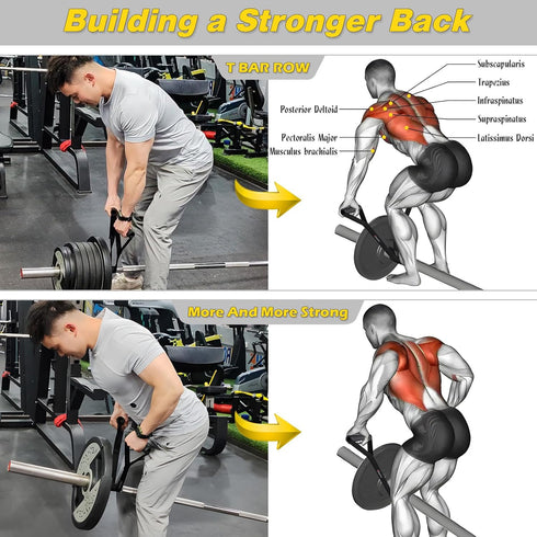 Gym Portable T Bar Row Straps Handle for Olympic Bars, Barbell Grips Landmine Attachments for Strength Training