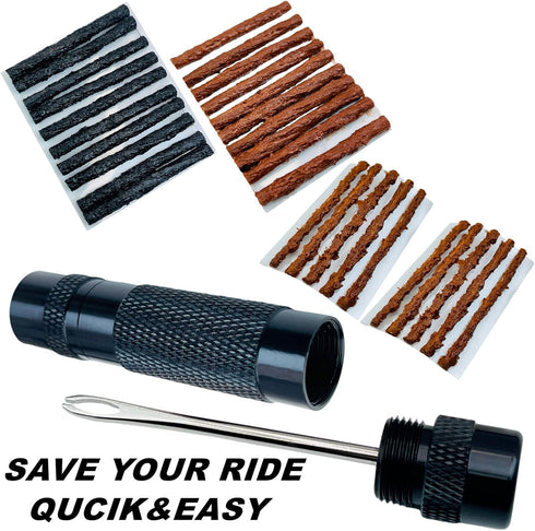 Tubeless Bike Tire Repair Kits, Includes Storage Canister and Plugger Tool for Puncture Repair, 30Pcs