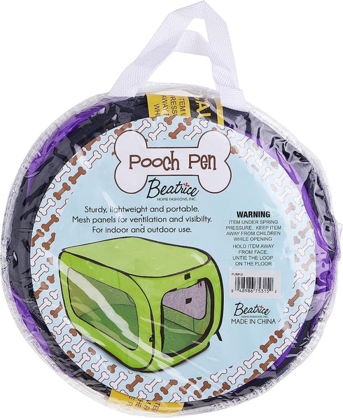 Beatrice Home Fashions Portable Pop Up Kennel Travel Crate for Cats and Dogs, 32.5" L x 19.5" W x 19.5" H, Fuchsia