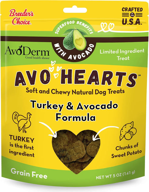 AvoDerm AvoHearts Turkey and Avocado Formula Dog Treats, 5oz Bag