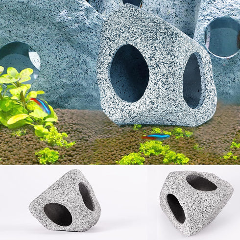 3 Pieces Rock Aquarium Decorations, Stackable Cave Decor, Betta Fish Tank Accessories Hideout