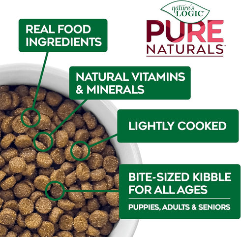 100% 12 lbs Natures Logic Pure Naturals Natural Beef Recipe Synthetic-Free Dry Dog Food
