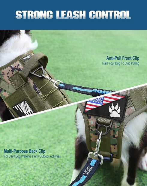 PETNANNY Tactical Dog Harness, Woodland Camo M, No Pull ESA Dog Vest for Medium Large Dogs, Emotional Support, Molle