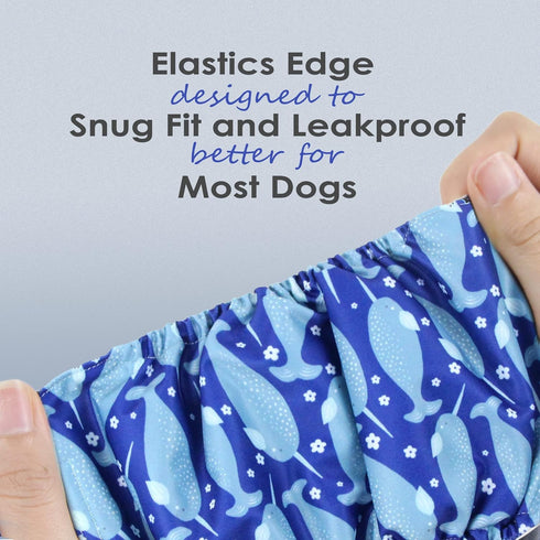 Pack 3- wegreeco Washable Dog Diapers - Washable Male Dog Belly Wrap - of (Whale, Large)