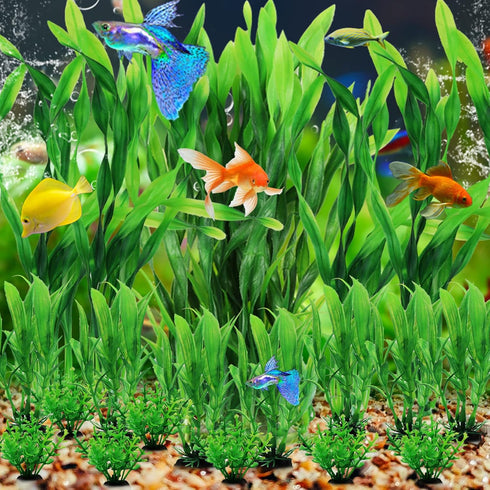 Aquarium Plants 20pcs, Fish Tank Decor Green Artificial Decorations for Household and Office Aquarium Simulation