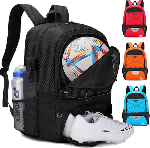 Soccer Bag - Backpack for Football, Volleyball & Basketball with Ball Compartment and Training Package