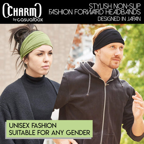 Navy Japanese Bandana Headbands for Men and Women - CHARM - Comfortable Head Bands with Elastic Secure Snug Fit Ideal