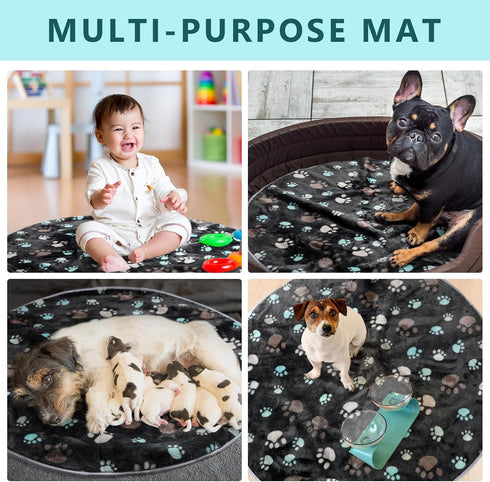 4 Pack Waterproof Pet Pads for Dogs, Washable Reusable Training Pads, Absorbent Round Whelping Pads, 32 Inch, Dark Gray