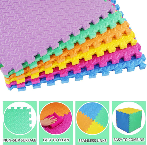 24x24 Inch BalanceFrom EVA Interlocking Foam Exercise Tile Mat Non-Slip Puzzle Flooring for Home Gym, Fitness Studio