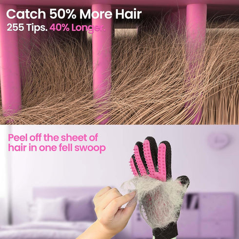 Upgrade Pet Grooming Gloves - Gentle Shedding Cat Brushes Mittens for Dogs, Cats, and Horses (1 Pair, Pink)