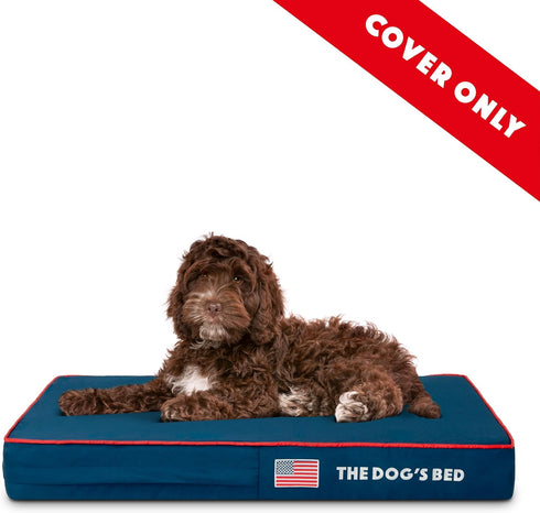 Replacement Outer Cover ONLY for The Dog's Bed, Washable Oxford Fabric, Small 28” x 19” x 4” (Blue with Red Piping USA
