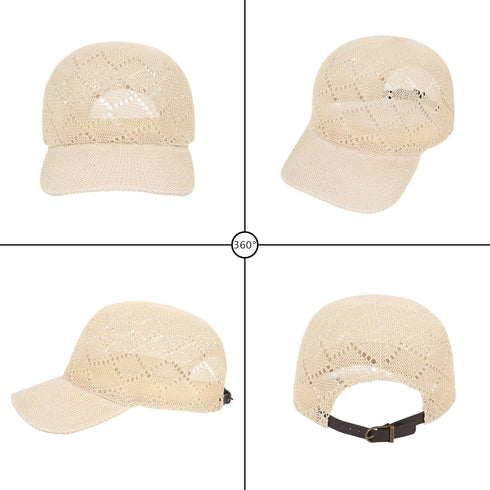 Stylish Summer Beach Cap Women Men Straw Baseball Cap Woven Visor Sunhat Casual Travel Cap