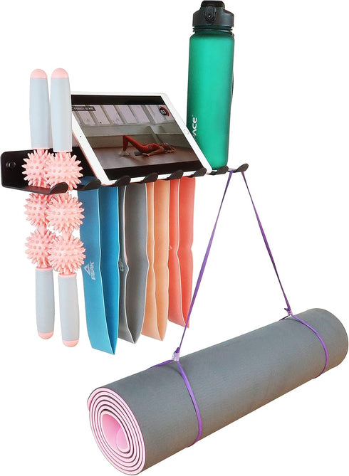 Multi-Purpose Storage Rack for Resistance Bands, Heavy Duty Gym Storage Rack for Fitness Bands