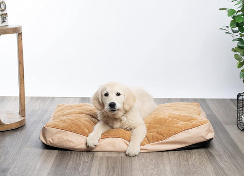 Modern Threads Luxury Dog Bed, Orthopedic Memory Foam Pillow Bed for Small to Large Dogs, Machine Washable, Linen Beige