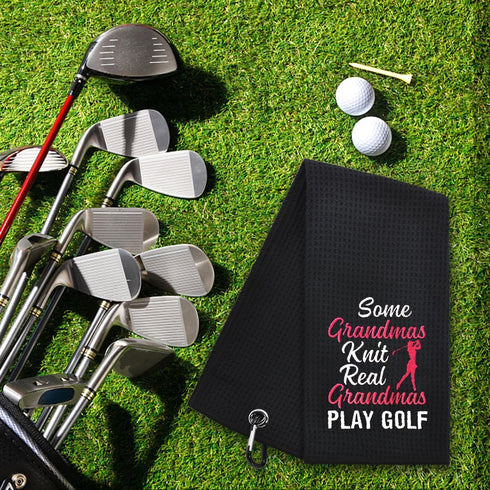 Hafhue Real Embroidered Golf Towel, Grandma Golf Accessories, Golf Gift for Women, Birthday for Grandma Golfer
