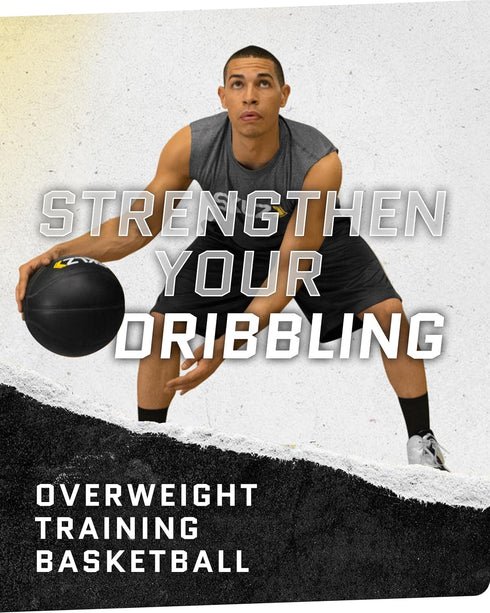 29.5" 3-lb SKLZ Weighted Training Basketball, - Heavy Training Ball - Black, Quality Faux Leather Construction