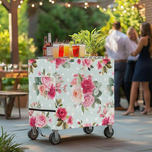 Sarogrorin 80 Waterproof Qt Rolling Cooler Cart Cover with Adjustable Drawstring Collapsible Ice Chest Cover for Party