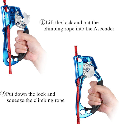 WILDKEN Hand Ascender for Climbing - Outdoor Mountaineering Rappelling Equip for 8-12MM Rope, Left Right Hand