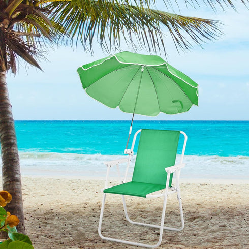 Generic 1 Beach Chair with Umbrella for Adults, Pcs High Back Folding Camping Armchair Shade Portable Sand Compact Lawn