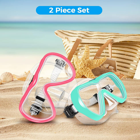 Supertrip Adult Swim Goggles - 2 Pack Snorkel Mask Diving Mask with Nose Cover, Tempered Glass