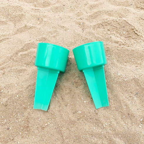 Home Queen Beach Cup Holder with Pocket, Multi-Functional Sand Cup Holder for Beverage, Phone, Sunglasses, Keys