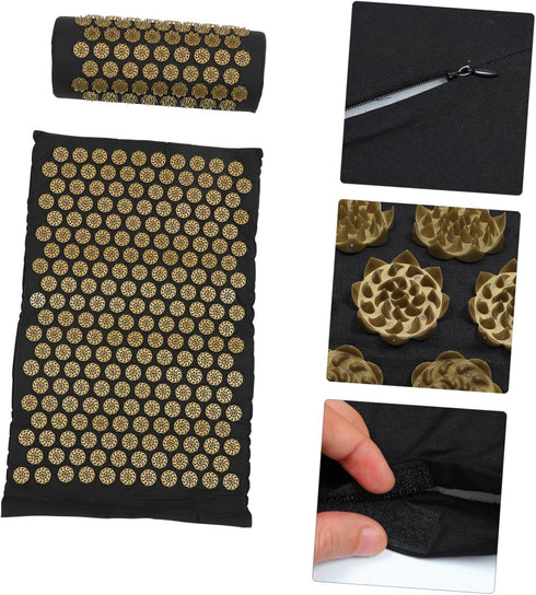 2pcs Set Yoga Massage Mat Comfortable Pillow Bag for Fatigue Relief Lightweight Portable Design for Stress Relief
