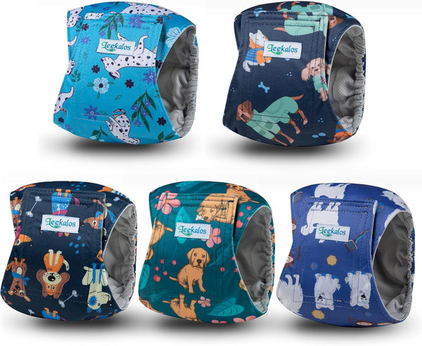 Leekalos Male Dog Diapers, Dog Belly Bands for Male Dogs Wraps Washable