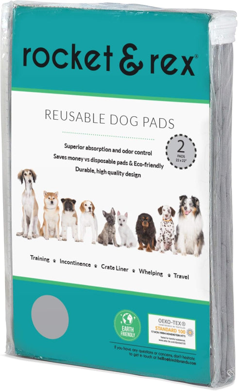 300 22" 22" (Pack 2) rocket & rex Premium Washable Pee Pads for Dogs, Waterproof & Reusable Puppy Pads for Potty
