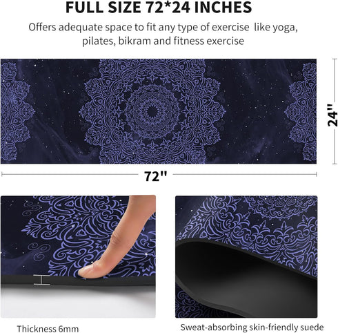 nuveti Extra Thick TPE Yoga Mat - Non Slip Fitness Exercise Mat with Carrying Bag, 72"x24" for Yoga & Pilates