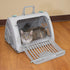 SportPet Designs Foldable Travel Cat Carrier with Waterproof Bed, Front Door Plastic Collapsible Carrier, Gray