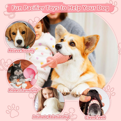 5.2" Dogs(Pink,1Pcs) Latex Chew Dog Toys, Novelty Squeaky Pacifier Dog Toys, Durable Pacifier Dog Chew Toys for Small