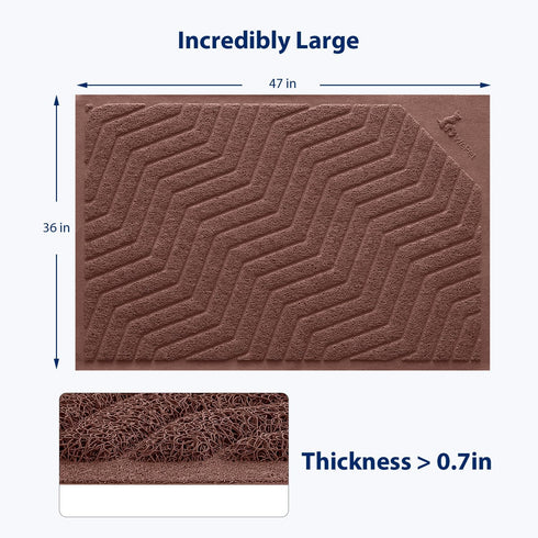 WePet Cat Litter Box Mat (No. 02-2), Durable PVC Pad, XXL 47 x 36, Urine-Resistant Trapping Rug in Brown