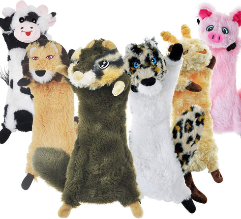 SHARLOVY Dog Squeaky Toy No Stuffing 6 Pack, Durable Chew Plush Cute Animals for Small Puppy Teething Pet