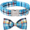 Unique Style Paws Plaid Dog Collar with Bow - Adjustable Soft and Comfy Bowtie Collars for Small Medium Large Dogs