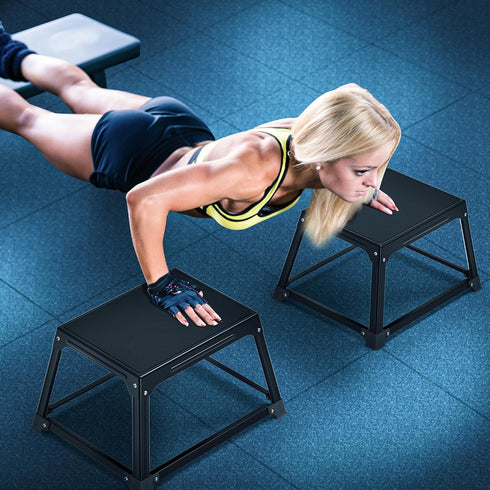 GanFindX Metal Plyometric Jumping Box, 12 Inch with 17 x 13 Inch Surface, Steel Plyo Box for Home Gym