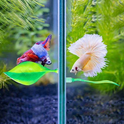 WILLBOND 2 Pieces Silicone Betta Bed Leaf Hammock, Comfortable Resting Spot for Betta Fish (Green)