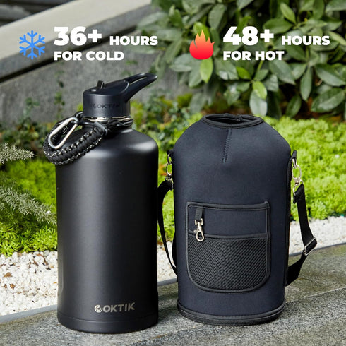 128oz 1 COKTIK Insulated Water Bottle - Stainless Steel Vacuum Metal, Portable Gallon Large-Capacity Sports Bottle